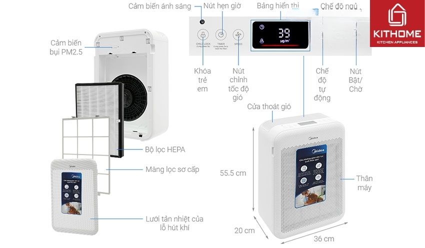 Máy Lọc AX88 comvip bắn cá đổi thưởng Midea MAP-350GS1