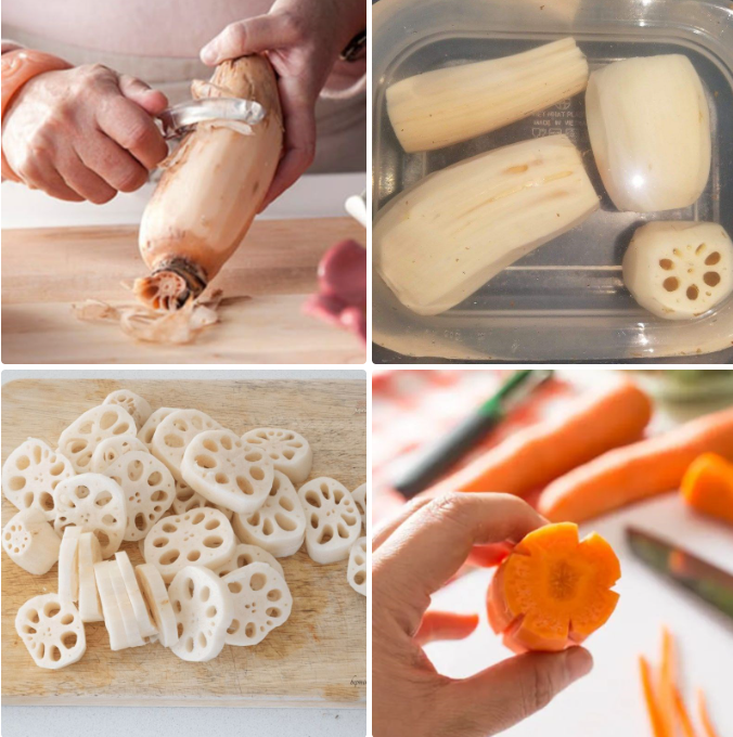 Sơ chế củ sen và cà rốt Sơ chế củ sen và cà rốt