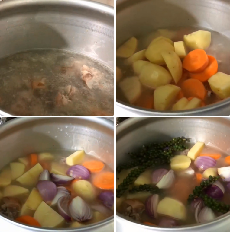 Hầm đuôi bò với tiêu xanh và củ quả Hầm đuôi bò với tiêu xanh và củ quả
