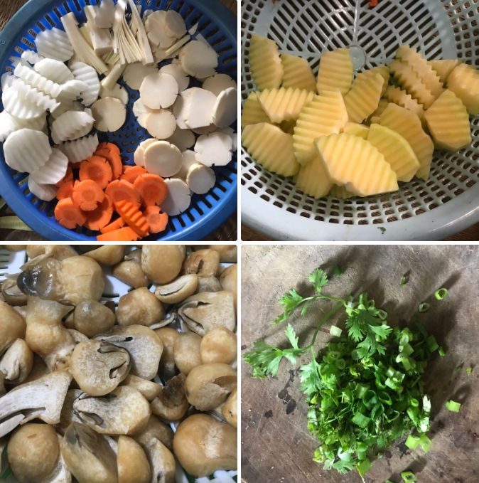 Sơ chế măng và rau củ Sơ chế măng và rau củ
