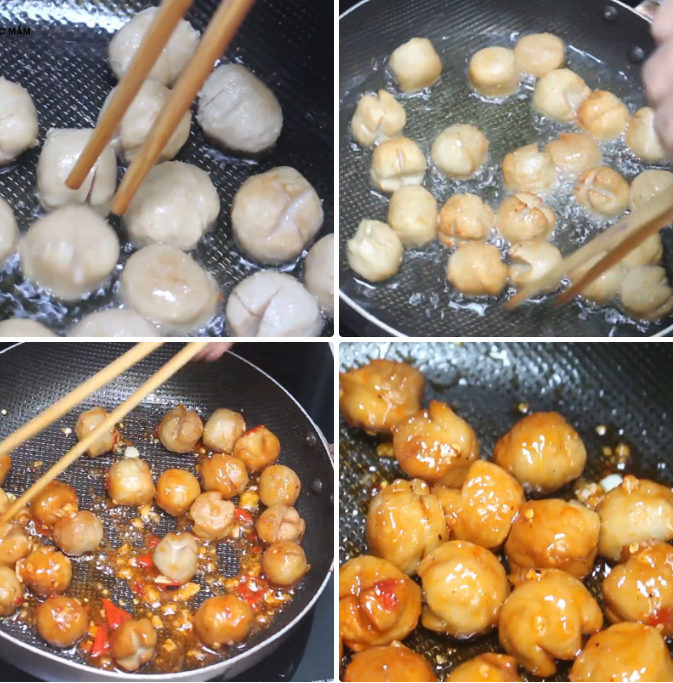 Làm bò viên chiên nước mắm