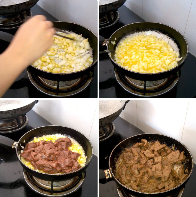 Xào gan bò với hành tây Xào gan bò với hành tây
