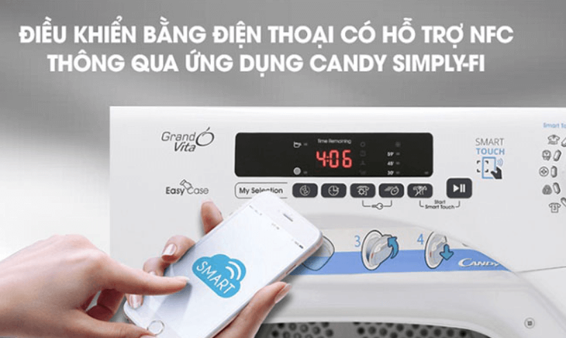 Điều khiển máy sấy Candy CSE-V9DF-S bằng Smartphone có hỗ trợ NFC thông qua ứng dụng Candy Simply-FI Điều khiển máy sấy Candy CSE-V9DF-S bằng Smartphone có hỗ trợ NFC thông qua ứng dụng Candy Simply-FI