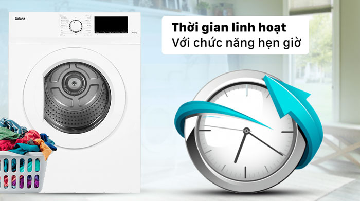 Galanz DV-70T5C(W) được trang bị chức năng hẹn giờ sấy tiện lợi