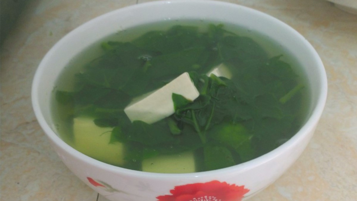canh mồng tơi đậu hũ chay canh mồng tơi đậu hũ chay