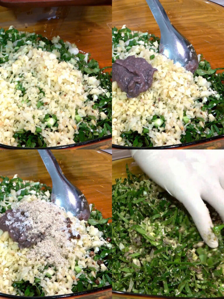 Trộn hỗn hợp lá mắc mật ướp chân giò Trộn hỗn hợp lá mắc mật ướp chân giò