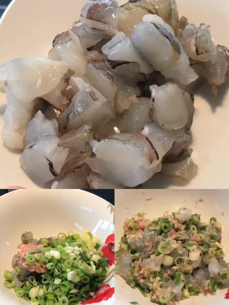 Trộn nhân tôm thịt