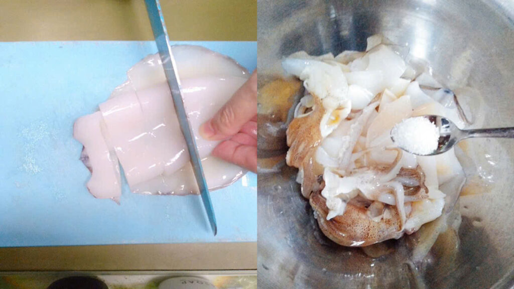Sơ chế và ướp mực Sơ chế và ướp mực
