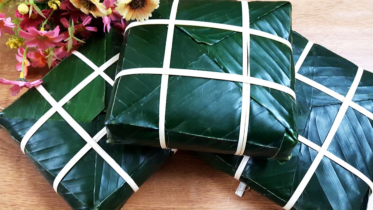 gói bánh chưng vuông đẹp gói bánh chưng vuông đẹp