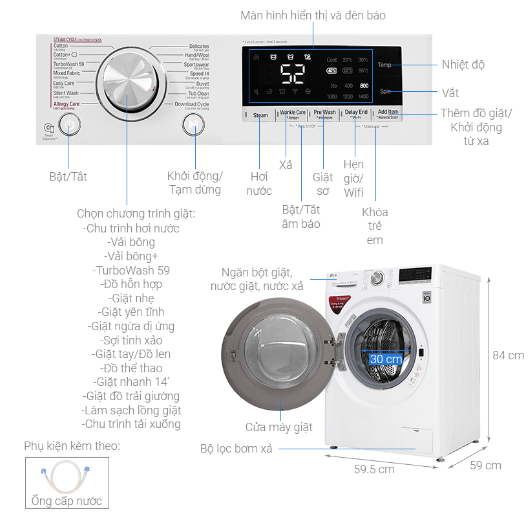 Tải app AX88 ngay để nhận thưởng khủng LG Inverter 10.5 kg FV1450S3W2