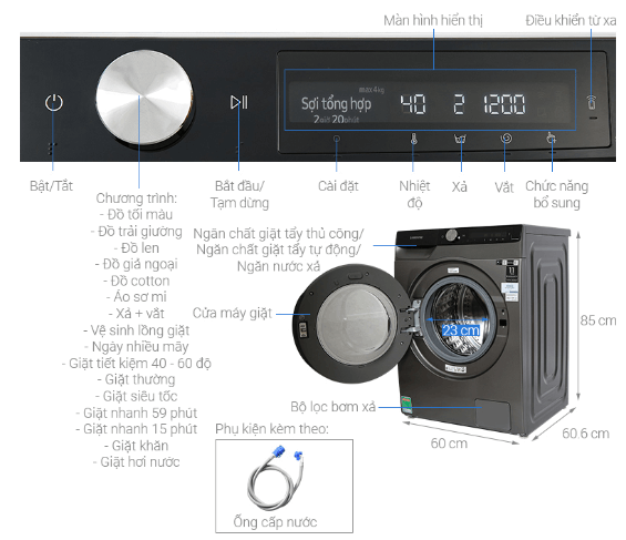 Cấu tạo máy giặt Samsung WW10T634DLX/SV Cấu tạo Tải app AX88 ngay để nhận thưởng khủng thông minh Samsung AI 10kg WW10T634DLX/SV