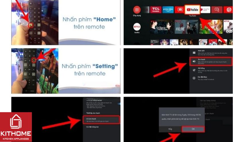 Cách nghe nhạc YouTube khi tắt màn hình tivi TCL