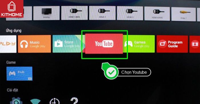 Bước 4: Truy cập ứng dụng YouTube trên tivi để chọn bài hát. Bước 4: Truy cập ứng dụng YouTube trên tivi để chọn bài hát.