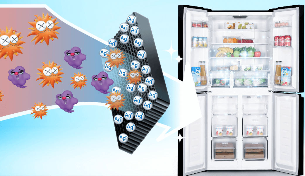 tủ lạnh Sharp SJ-FXP480VG-BK còn có khả năng khử mùi hiệu quả nhờ bộ khử mùi Nano bạc đồng tủ lạnh Sharp SJ-FXP480VG-BK còn có khả năng khử mùi hiệu quả nhờ bộ khử mùi Nano bạc đồng