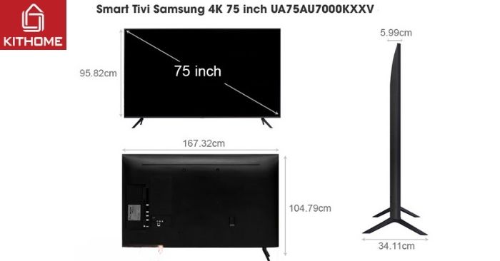 Smart tivi Samsung 4K 75 inch UA75AU7000KXXV