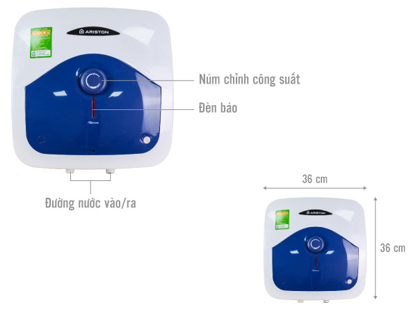 Cấu tạo Bình nóng lạnh Ariston Blue 15R 2.5 FE Bình nóng lạnh Ariston Blue 15R 2.5 FE làm nóng gián tiếp với công suất mạnh mẽ 2.500W