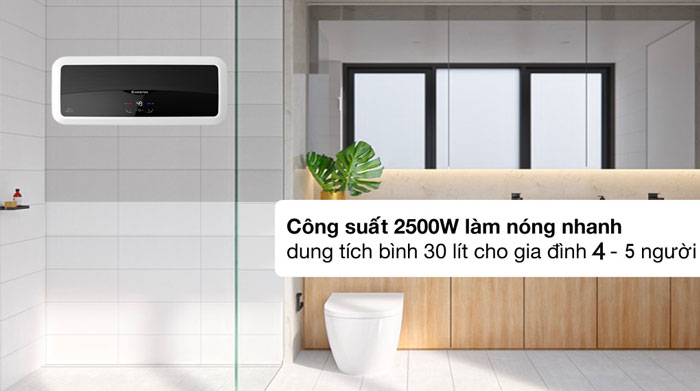 Ariston SL2 30 Lux - D Ag+ hoạt động với công suất 2.500W giúp làm nóng nước nhanh chóng Ariston SL2 30 Lux - D Ag+ hoạt động với công suất 2.500W giúp làm nóng nước nhanh chóng