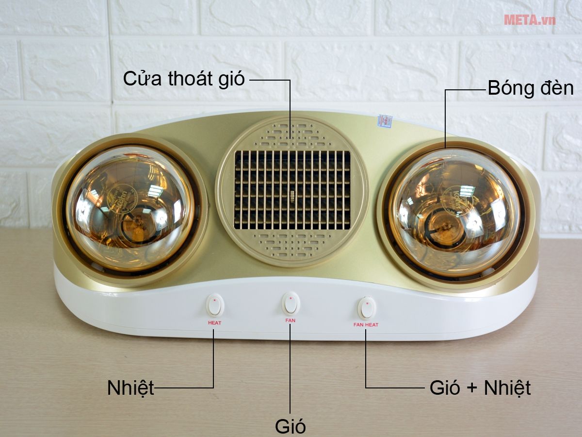 Đèn sưởi nhà tắm Kohn Braun KU02PG 2 bóng Đèn sưởi nhà tắm Kohn Braun KU02PG 2 bóng
