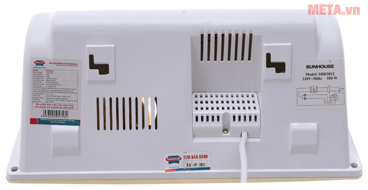 Đèn sưởi nhà tắm Sunhouse SHD3812 mặt sau Đèn sưởi nhà tắm Sunhouse