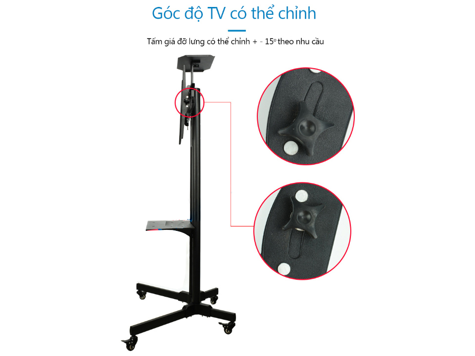 ErgoTek 1500 điều chỉnh góc 15 độ Giá treo tivi di động ErgoTek 1500 32-55 inch