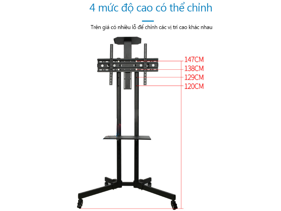 Giá treo tivi di động chỉnh được độ cao Giá treo tivi di động ErgoTek 1500 32-55 inch