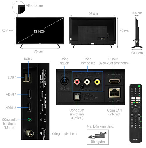 Cấu tạo Google Ax88 one link truy cập 4K 43 inch KD-43X75K Cấu tạo Google Ax88 one link truy cập 4K 43 inch KD-43X75K