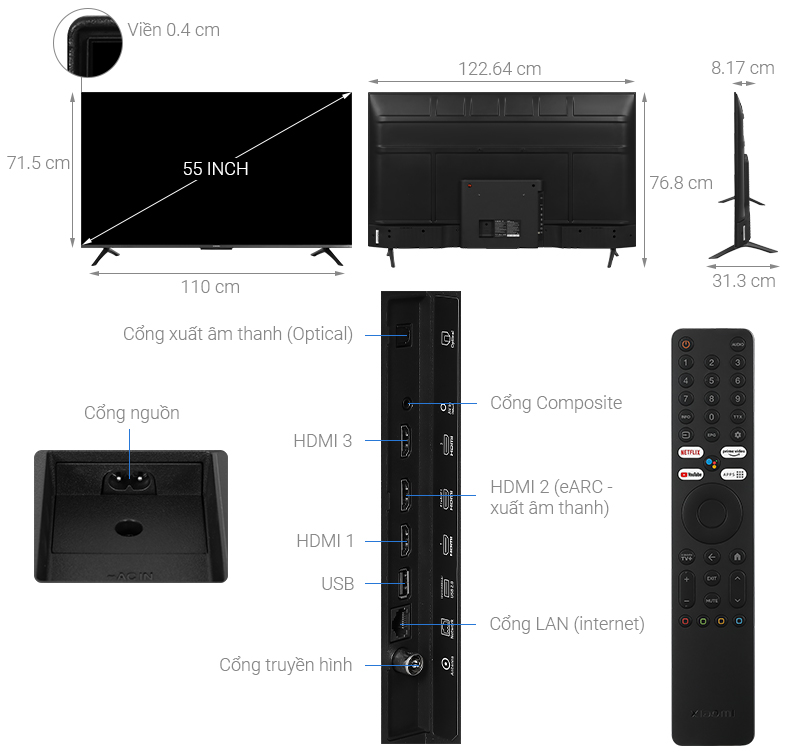 Tổng quan Google Tivi Xiaomi A Pro QLED 4K 55 inch L55MA-SSEA Tổng quan Google Tivi Xiaomi A Pro QLED 4K 55 inch L55MA-SSEA