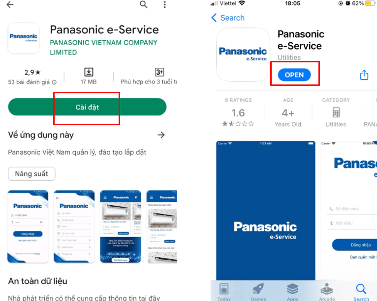 Tải ứng dụng E-service Panasonic Tải ứng dụng E-service Panasonic