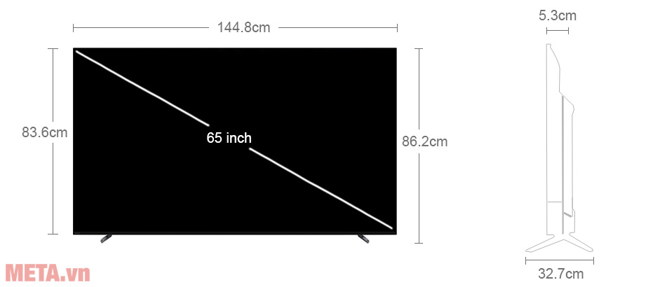 Kích thước tivi Sony XR-65A80L Tivi OLED Sony 4K 65 inch XR-65A80L