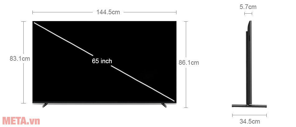 Kích thước tivi Sony XR-65X90L Kích thước tivi Sony XR-65X90L