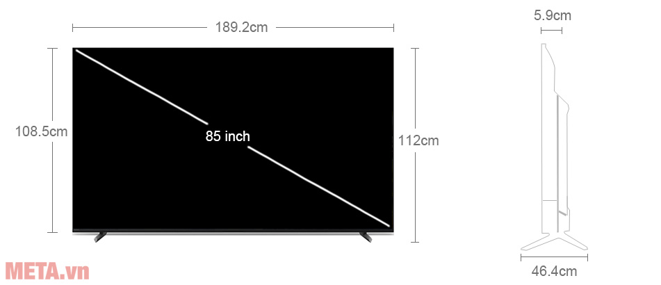 Kích thước tivi Sony XR-85X90L Kích thước tivi Sony XR-85X90L