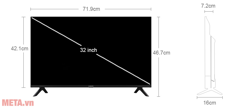 Kích thước tivi Xiaomi L32M8-P2SEA Tivi Xiaomi A 32 inch L32M8-P2SEA