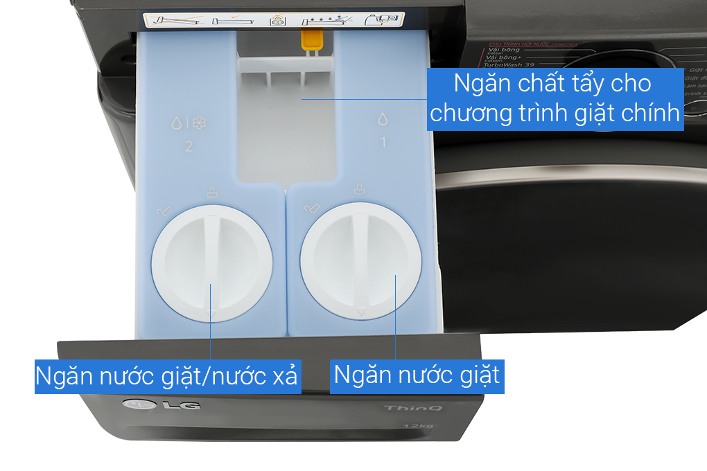 Ngăn đựng chất tẩy và nước xả cho máy giặt LG FV1412S3PA Tải app AX88 ngay để nhận thưởng khủng lồng ngang AI LG inverter 12kg FV1412S3PA