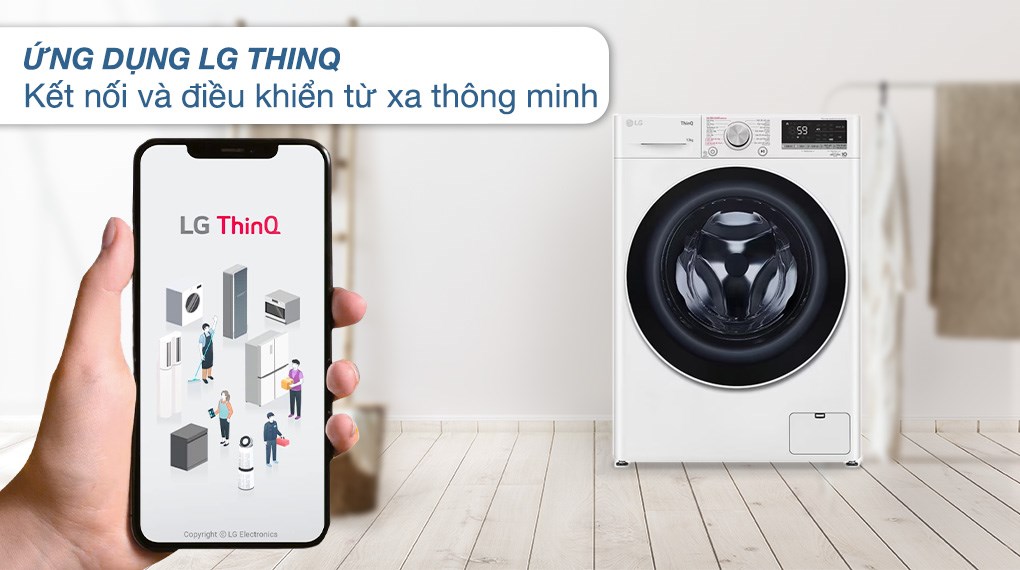 Bạn có thể điều khiển máy giặt lồng ngang LG FV1413S4W qua điện thoại thật dễ dàng Tải app AX88 ngay để nhận thưởng khủng LG AI DD Inverter 13kg màu trắng FV1413S4W