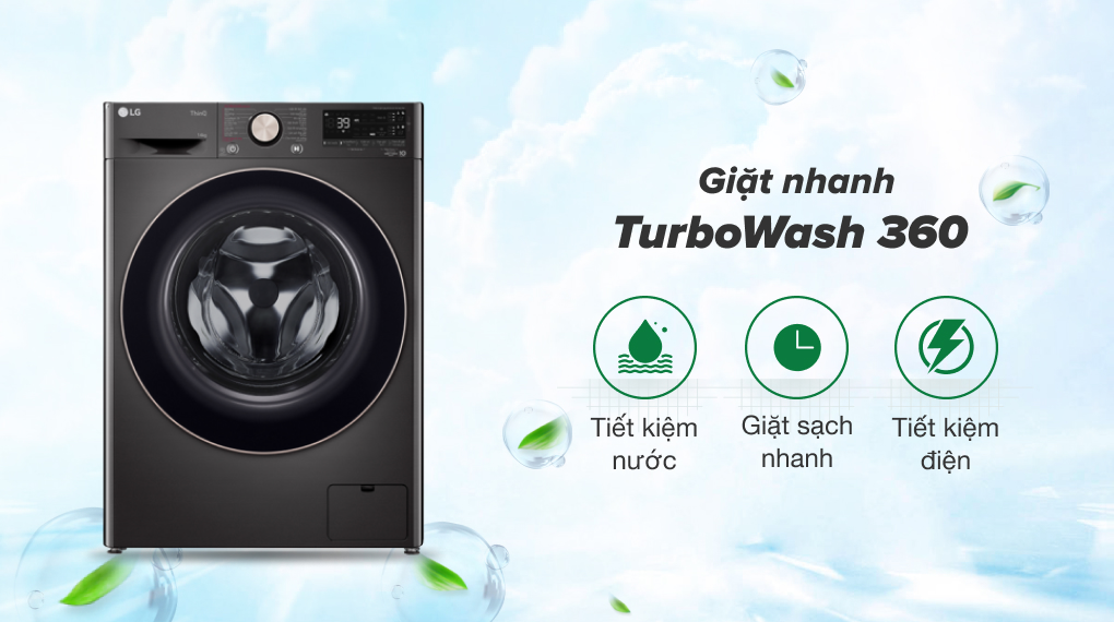 Công nghệ TurboWash360 của máy giặt FV1412S3PA giặt sạch Ax888 bao lì xì miễn phí nhanh chóng Tải app AX88 ngay để nhận thưởng khủng lồng ngang AI LG inverter 12kg FV1412S3PA