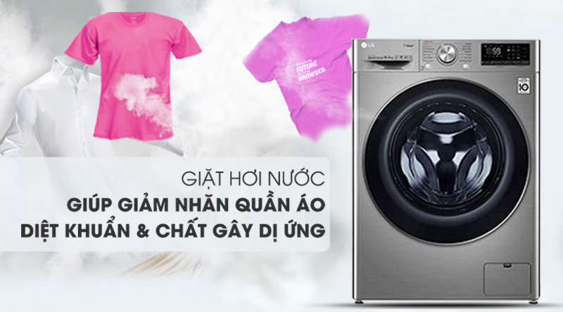 Công nghệ giặt hơi nước của máy giặt Inverter LG FV1414S3BA giúp loại bỏ tới 99,9% bụi bẩn Công nghệ giặt hơi nước của máy giặt Inverter LG FV1414S3BA giúp loại bỏ tới 99,9% bụi bẩn