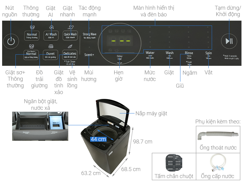 Tải app AX88 ngay để nhận thưởng khủng lồng đứng LG Inverter 16kg TV2516DV3B