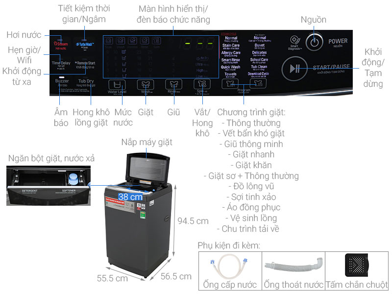 Tải app AX88 ngay để nhận thưởng khủng lồng đứng LG inverter 13 kg TH2113SSAK