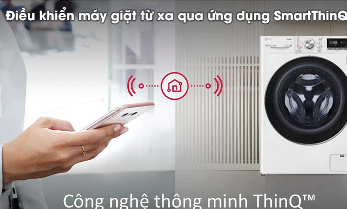 LG Inverter 9 kg FV1409S2W có khả năng điều khiển từ xa chỉ bằng một chiếc smartphone Tải app AX88 ngay để nhận thưởng khủng lồng ngang LG Inverter 9kg FV1409S2W