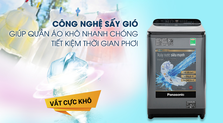 Công nghệ sấy gió trên máy giặt Panasonic giúp Ax888 bao lì xì miễn phí khô tự nhiên