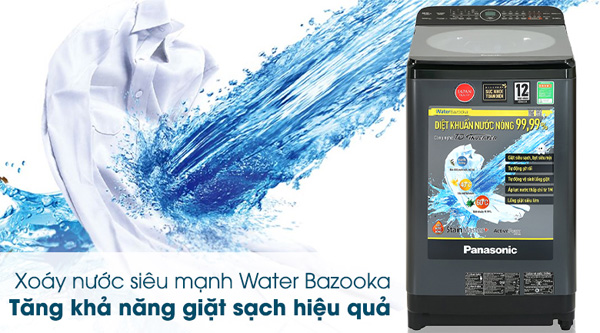 Xoáy nước siêu mạnh Water Bazooka trên máy giặt Panasonic Inverter 9.5kg NA-FD95V1BRV giúp tăng hiệu quả giặt sạch tới 16% Xoáy nước siêu mạnh Water Bazooka trên máy giặt Panasonic Inverter 9.5kg NA-FD95V1BRV giúp tăng hiệu quả giặt sạch tới 16%
