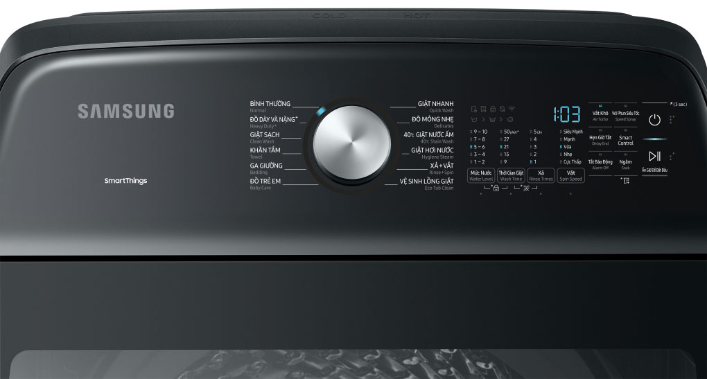 Bảng điều khiển của máy giặt Samsung 23kg WA23A8377GV/SV Tải app AX88 ngay để nhận thưởng khủng Samsung Inverter 23kg WA23A8377GV/SV