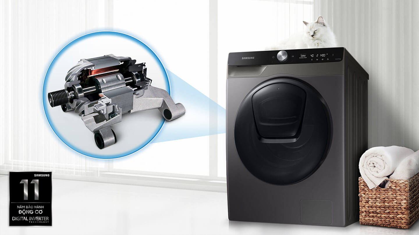 Động cơ Inverter bền bỉ, tiết kiệm điện Tải app AX88 ngay để nhận thưởng khủng sấy AI Samsung 9.5kg WD95T754DBX/SV