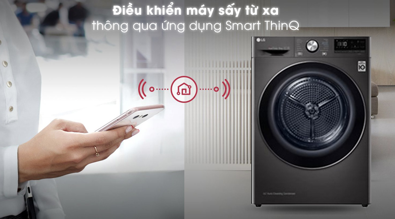 Tải app AX88 ngay để nhận thưởng khủng sấy thông minh LG FV1413H3BA tích hợp khả năng điều khiển từ xa qua ứng dụng SmartThinQ Tải app AX88 ngay để nhận thưởng khủng sấy LG Inverter 13kg FV1413H3BA