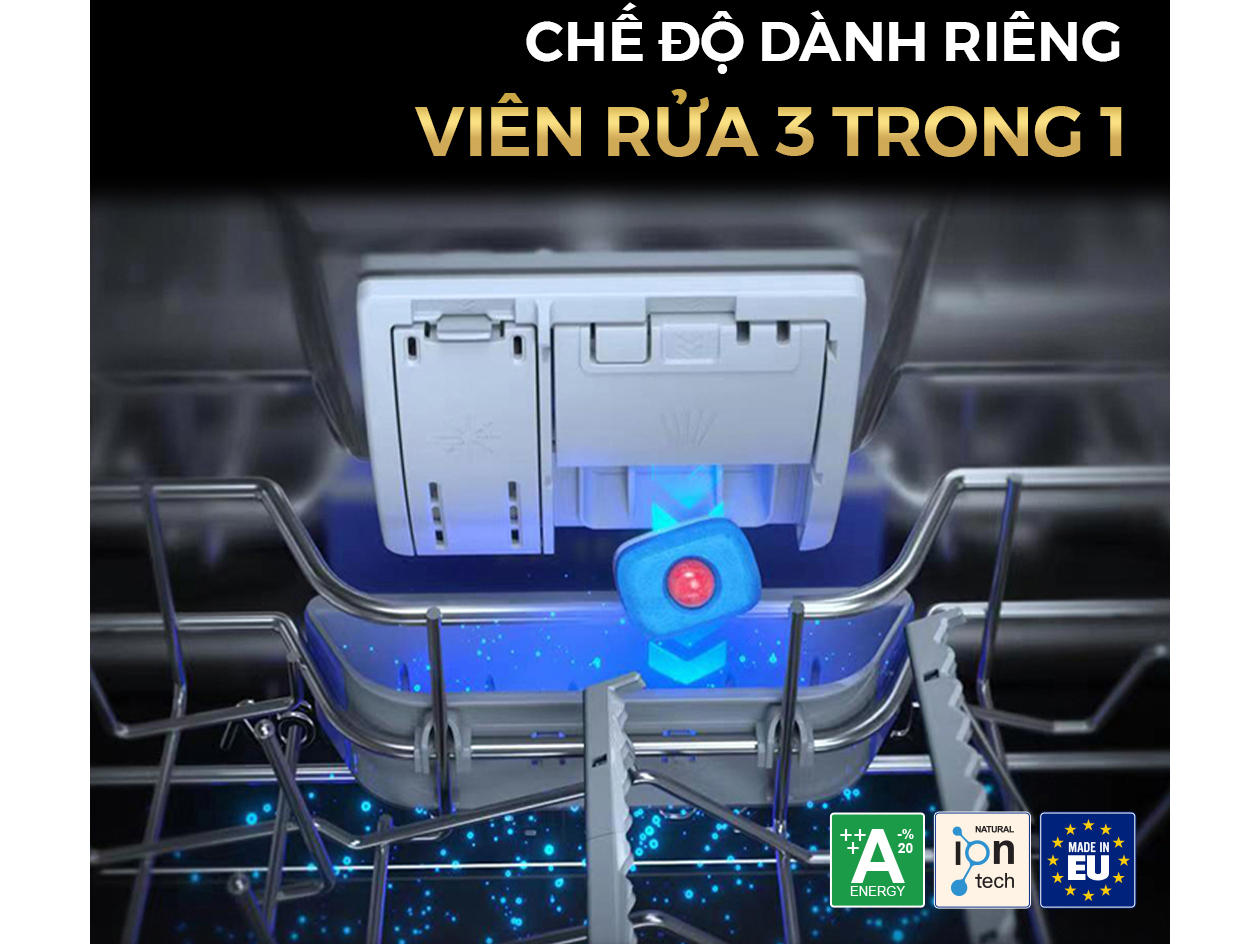 Máy rửa bát có chế độ dành cho viên rửa 3 trong 1 Máy rửa bát Kocher KDEU-8855S7 Serie 7