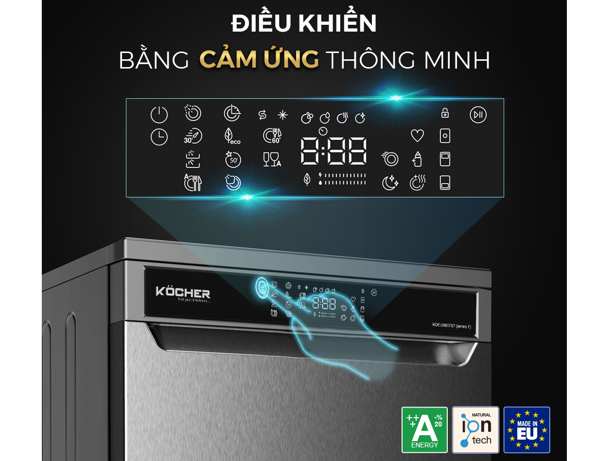 Máy rửa bát có bảng điều khiển cảm ứng Máy rửa bát Kocher KDEU-8855S7 Serie 7