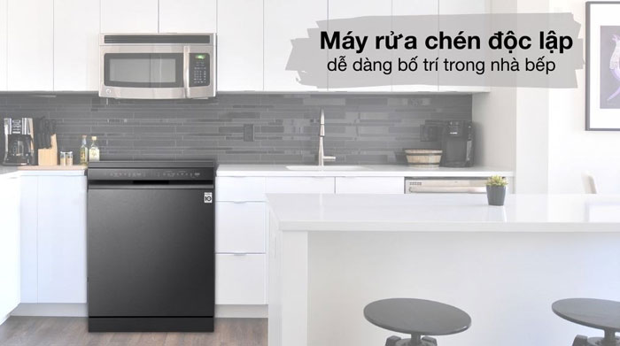 Máy rửa chén LG TrueSteam LDT14BLA4 có thiết kế hiện đại Máy rửa bát LG 14 bộ TrueSteam LDT14BLA4 màu đen