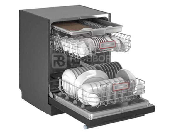 Máy rửa bát Richborn RDG6080SQB có 3 giàn rửa Máy rửa bát Richborn RDG6080SQB 16 bộ-tự hé cửa