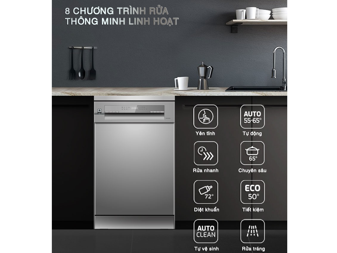 Máy rửa bát Richborn RDS4585EMS Máy rửa bát Richborn RDS4585EMS 11 bộ-tự hé cửa