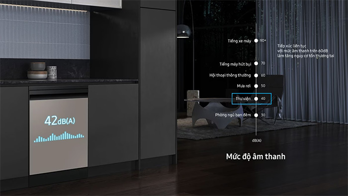 Máy sử dung động cơ biến tần Máy rửa bát Samsung Bespoke DW60CB750FAPSV 14 bộ